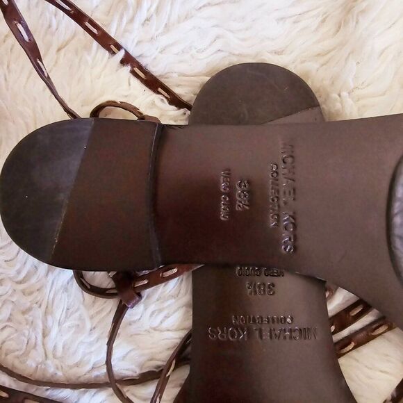 KORS Michael Kors Brown Leather Lace up Sandals NEW - Picture 5 of 5
